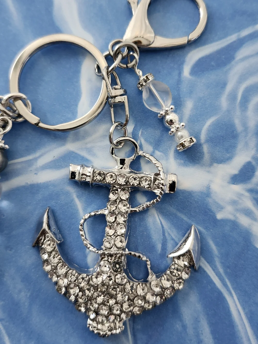 Cruise Anchor Purse Charm or Keychain Opal Crystal Rhinestone Handcrafted